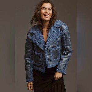 7 For All Mankind Periwinkle Faux Shearling Jacket